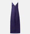 Khaite Tulula V-neck Silk Slipdress In Blue