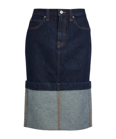 Khaite Turn-up Hem Denim Skirt In Black