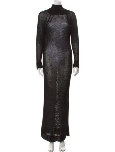 Pre-owned Khaite Turtleneck Long Dress In Black