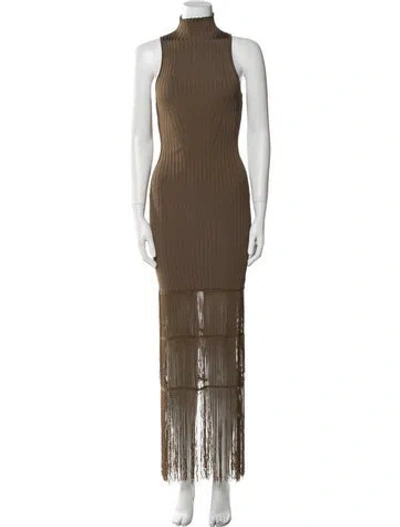 Pre-owned Khaite Turtleneck Long Dress In Brown