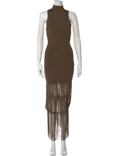 Pre-owned Khaite Turtleneck Long Dress In Brown