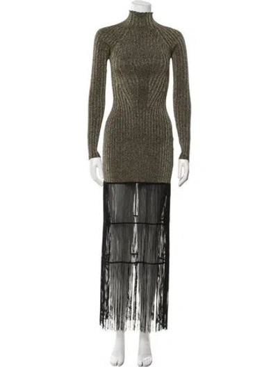 Pre-owned Khaite Turtleneck Long Dress In Green