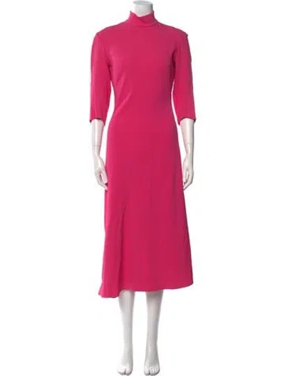Pre-owned Khaite Turtleneck Long Dress In Pink