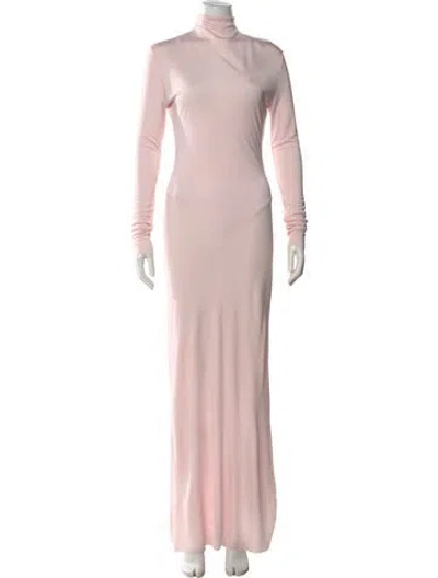Pre-owned Khaite Turtleneck Long Dress In Pink