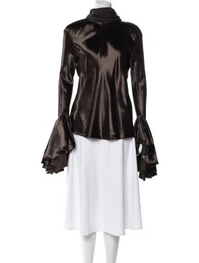 Pre-owned Khaite Turtleneck Long Sleeve Blouse In Brown