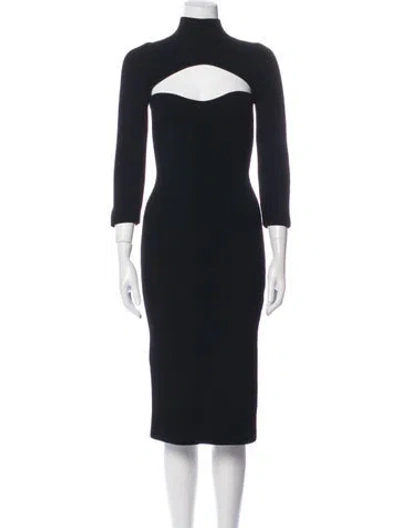 Pre-owned Khaite Turtleneck Midi Length Dress In Black