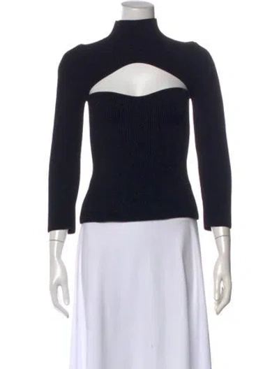 Pre-owned Khaite Turtleneck Three-quarter Sleeve Crop Top In Black