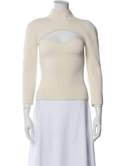 Pre-owned Khaite Turtleneck Three-quarter Sleeve Top In White