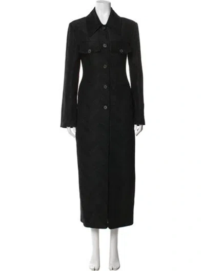 Pre-owned Khaite Tweed Pattern Coat In Black