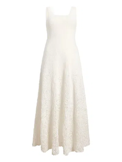 Khaite Twigs Square-neck Dress In White