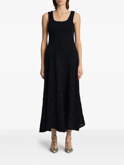 Khaite Twigs Square-neck Maxi Dress In Black