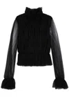 Khaite Ula Ruffled Plissé-tulle Blouse In Black