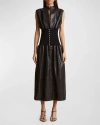 KHAITE UNI RIBBED WAIST LEATHER DRESS