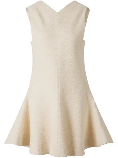 Khaite V-back Flared Skater Dress In Neutrals