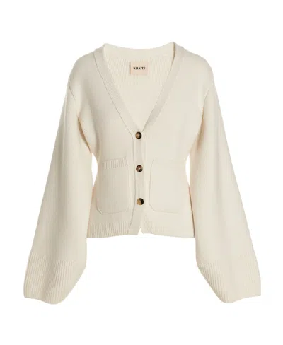 Khaite V-neck Cashmere Sweater In White