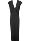 Khaite Ima Wool-blend Grain De Poudre Maxi Dress In Black