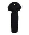 Khaite Truman Grain De Poudre Midi Dress In Black