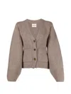 Khaite Relaxed Fit Textured Knit Sweater With Deep V-neckline In Gray
