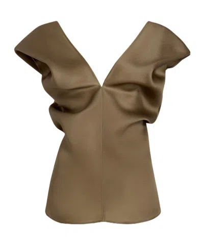 Khaite Silk Organza Top With Back Zip In Gold