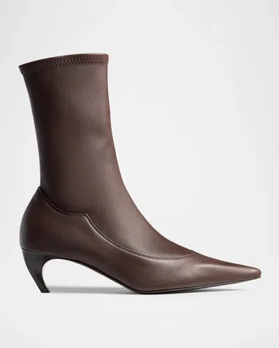 Khaite Valerie 55 Leather Ankle Boots In Animal Print