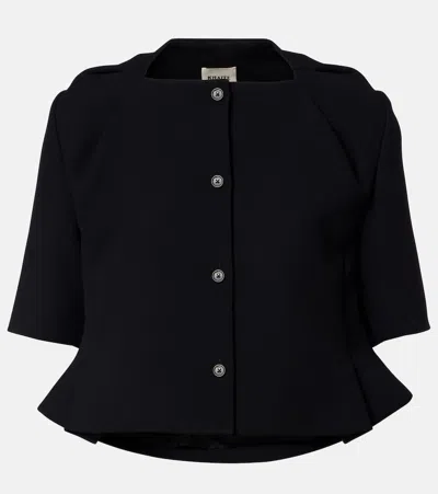 Khaite Franc Crepe Peplum Jacket In Black