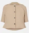 Khaite Peplum Short Jacket In Bonded Italian Crepe In Brown
