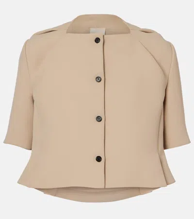Khaite Franc Cropped Crepe Jacket In Neutral