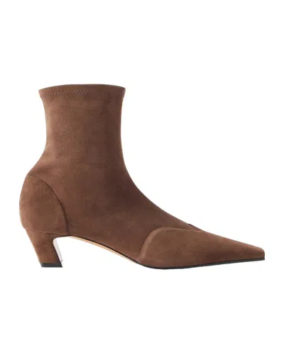 Khaite Nevada 40 Suede Ankle Boots In Brown
