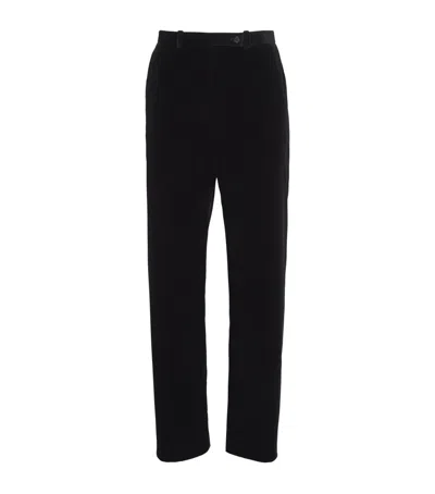 Khaite Velvet Hunter Straight Trousers In Black