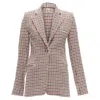 Khaite Vera Checked Virgin Wool Single Button Blazer In Red
