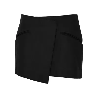 Khaite Vera Wool-blend Mini Skirt In Black