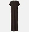 Khaite Verda Cotton-blend Jersey Maxi Dress In Brown