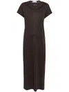 Khaite Verda Cotton-blend Jersey Maxi Dress In Brown