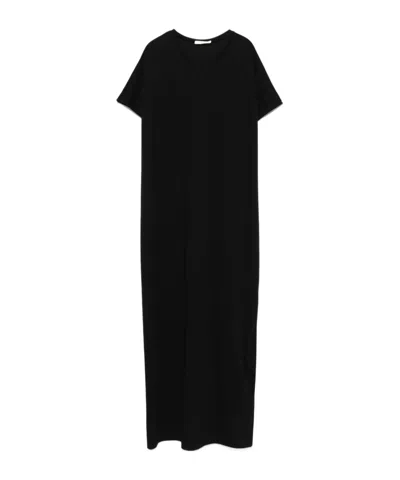 Khaite Webster Satin Maxi Dress In Black
