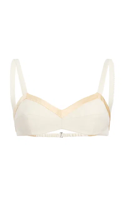 Khaite Vernon Linen-blend Bra Top In Off-white