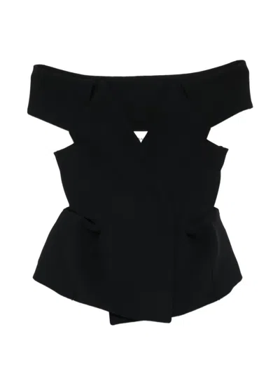 Khaite Verone Cut-out Blouse In Black