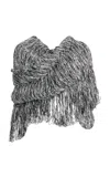 Khaite Vesna Fringed Hand-knit Top In Black,white