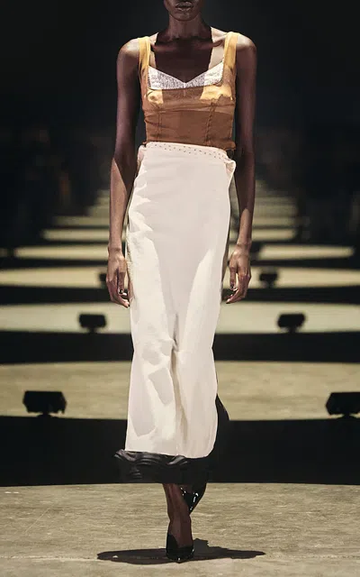 Khaite Vespen High-rise Midi Skirt In White