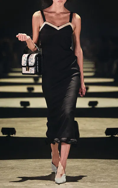 Khaite Vesper Sleeveless Wool-silk Midi Dress In Black