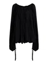 Khaite Nash Draped Silk Crepe Top In Black