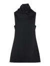 Khaite Sleeveless Black Dress With Draped Neckline In Black