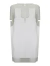 Khaite White Panel Midi Dress With Sheer Inserts