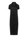 Khaite Effy Button-up Short-sleeve Dress In Black