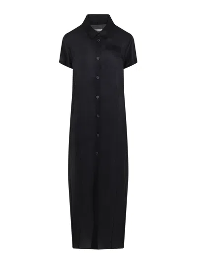 Khaite Effy Silk And Cotton Long Dress In Black