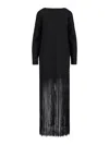 Khaite Paley Long-sleeve Fringe Backless Maxi Dress In Black