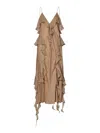 Khaite Pim Silk Georgette Midi Dress In Beige