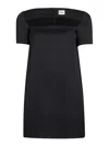 Khaite Benji Square-neck Short-sleeve Mini Dress In Black