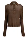 Khaite Vin Ribbed Buttoned-top In Brown