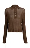 Khaite Vin Ribbed Sheer Top In Brown