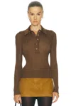Khaite Vin Ribbed Buttoned-top In Brown